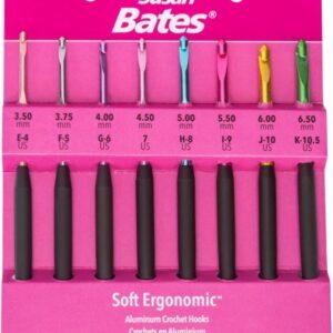 Susan Bates Silvalume Soft Ergonomic Crochet Hook Set Sizes E4/3.5mm to K10.5/6.5mm