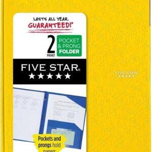 Five Star Carpeta de bolsillo y puntas de plástico que se mantiene en su lugar (amarillo cosecha)